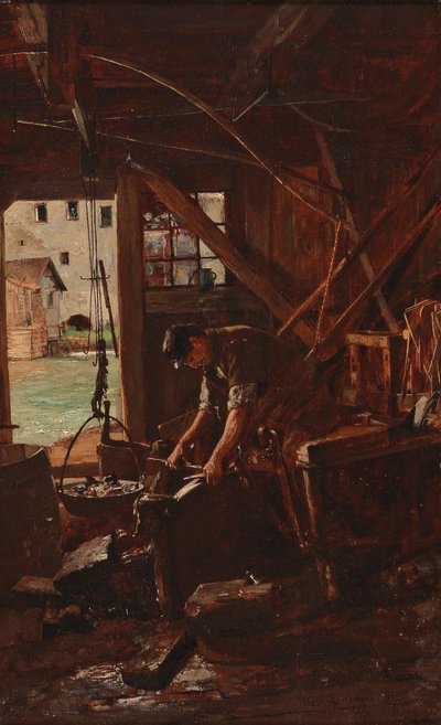 Ein Schmied in seiner Werkstatt von Hugo Charlemont